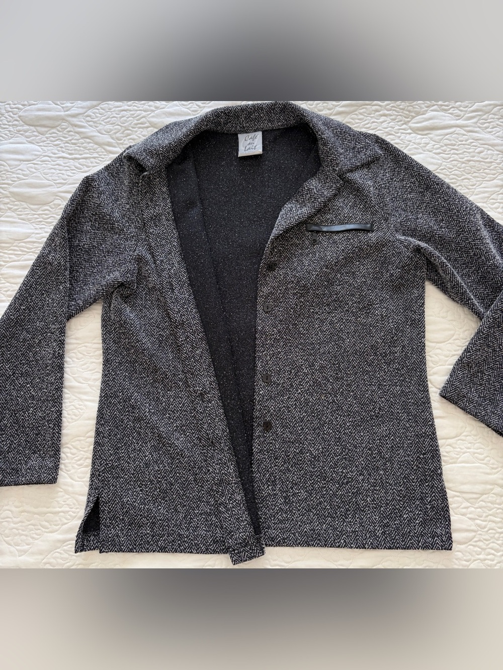 Cafe Au Lait Gray Herringbone Blazer Jacket Made in Canada Women’s Medium